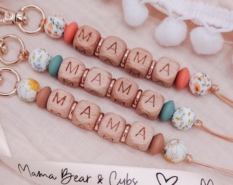 Mama Keyring | Beaded Personalised Keychain | Changing Bag Tag | Mother&#39;s Day Gift | Mummy Keyring Gift | Mom Keyring | Nappy Bag Keychain