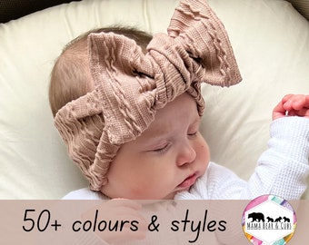 Baby Headbands & Bows | Neutral Baby Headband Set | Baby Cable Knit Headbands | Baby Girl Gift | Baby Shower Gift | Newborn Baby Bow Gift