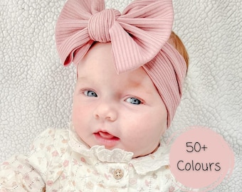 Soft Baby Headbands & Bows | Baby Pink Ribbed Headband | Baby Cable Knit Headbands | Baby Girl Gift | Baby Shower Gift | New Baby Girl Gift