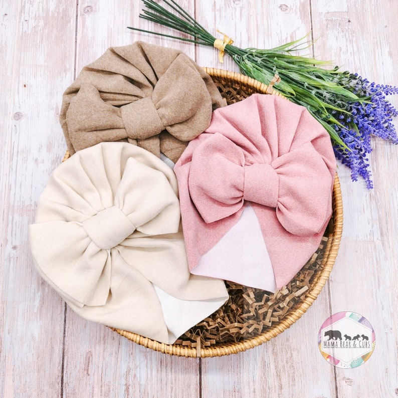 Baby Turban Baby Hat Baby Headband Hairband Hairbow Baby Shower Gift New Baby Gift Baby Girl Gift Baby Bows Baby Girl Bow zdjęcie 1