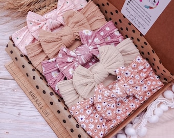 Baby Headband Bow Bundle | Baby Toddler Bows & Headbands | Baby Girl Gift | Hairband Hairbow Hairwrap | Patterned Bows | Baby Shower Gift