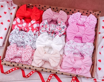 Baby Girl Headband Set, Nylon Bow Headbands Bundle, Newborn to Toddler Hair Accessories, Baby Shower Gift