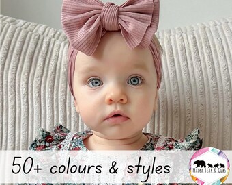 Soft Baby Headbands & Baby Bows | Baby Ribbed Headband | Baby Cable Knit Headbands | Baby Girl Gift | Baby Shower Gift | New Baby Gift