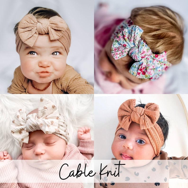 Soft Baby Headbands & Baby Bows Baby Ribbed Headband Baby Cable Knit Headbands Baby Girl Gift Baby Shower Gift New Baby Gift image 5