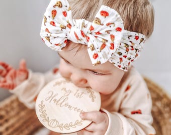 Pumpkin Hair Bow, Baby Girl Headband, Halloween Bows, Babys 1st Halloween