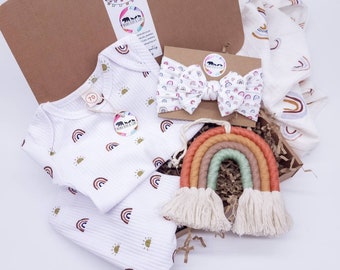 Rainbow Baby Gift Box | Macrame, Ribbed Outfit & Bow