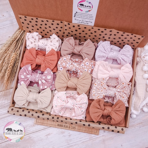 Baby Stirnband Bow Box Bundle | Baby Bögen | Baby Stirnband | Kleinkind Bögen | Haarband Haarschleife | Babyparty | Baby Geschenk Baby Mädchen Geschenk