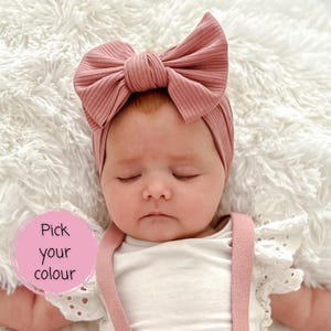 Pink Newborn Baby Bow Headband | Baby Nylon Stretchy Headbands | Toddler Hair Bows | Baby Girl Bows | Baby Girl Gift | Baby Shower Gift Girl