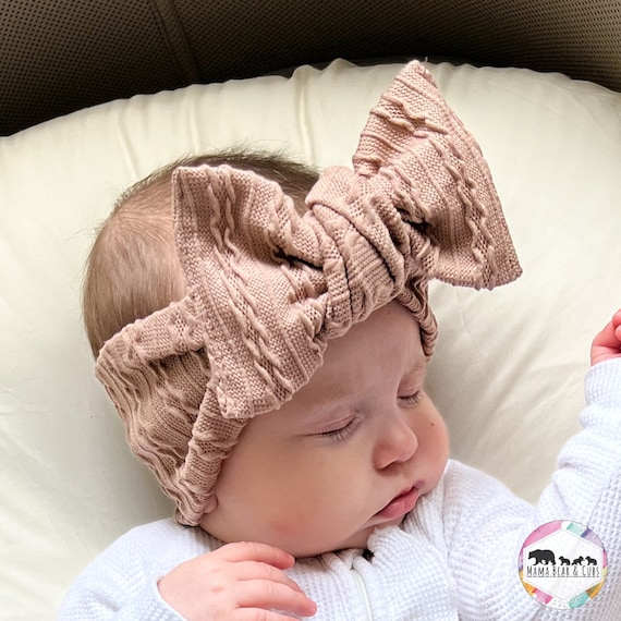 Soft Baby Headbands & Bows | Large Bow Knitted Headbands | Newborn Hair Accessories | Oversized Bow for Baby | Baby Girl Gift | Baby Shower