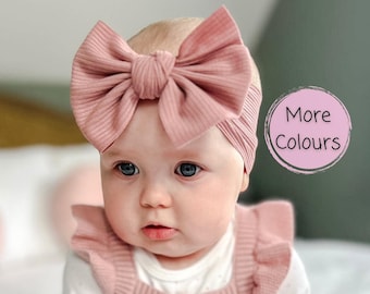 Soft Baby Headbands & Baby Bows | Baby Ribbed Headband | Baby Cable Knit Headbands | Baby Girl Gift | Baby Shower Gift | New Baby Gift