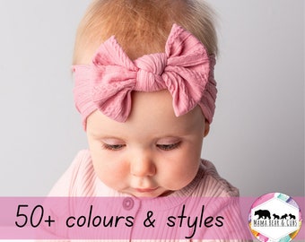 Baby Headband & Bow Soft Stretchy | Floral Headband | Newborn Headband | Hairwrap Hairbow | Baby Shower Gift| New Baby Gift | Baby Girl Gift