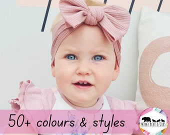 Weiche Baby Stirnbänder & Baby Schleifen | Baby Rippenstirnband | Baby Stirnbänder mit Zopfmuster | Baby Mädchen Geschenk | Baby-Dusche-Geschenk | Neues Baby-Geschenk