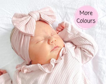 Soft Baby Headbands & Baby Bows | Baby Ribbed Headband | Baby Cable Knit Headbands | Baby Girl Gift | Baby Shower Gift | New Baby Gift