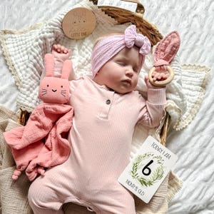 Baby Girl Gift Box, Pink Newborn Hamper with Bunny Comforter image 2