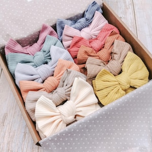 Pack de diadema con lazo para bebé / Diadema acanalada para bebé / Diadema para bebé / Diadema con lazo para el pelo / Regalo para baby shower / Regalo para recién nacido / Regalo para niña
