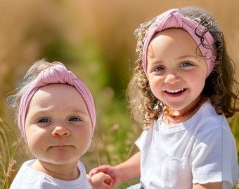 Diadema anudada para niñas / Diademas de recién nacidos a niños pequeños / Arcos de niña / Diademas de moño elásticos suaves / Regalo de niña / Diademas acanaladas