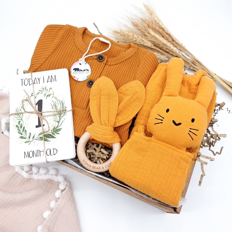 Baby Boy Gift Set, Newborn Baby Hamper, Blue Romper and Bear Comforter ...