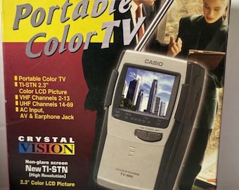 Vintage Casio TV-880 LCD Color Portable Television w/ Antenna & Stand – Retro Pocket TV