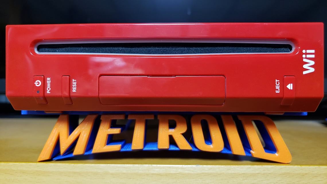 Nintendo Original Wii Horizontal Display Stand With Metroid Text Logo