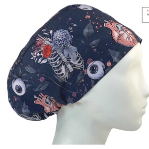 Skeleton surgery scrub caps for women, Anatomy surgical cap, Nurse cap Euro style