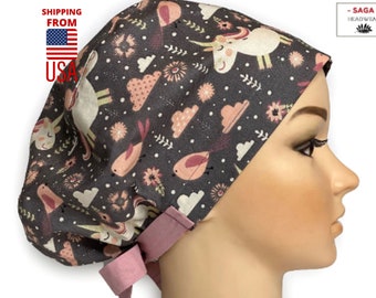 Unicorn scrub caps, Surgical hat women, Nurse cap, Surgical bonnet