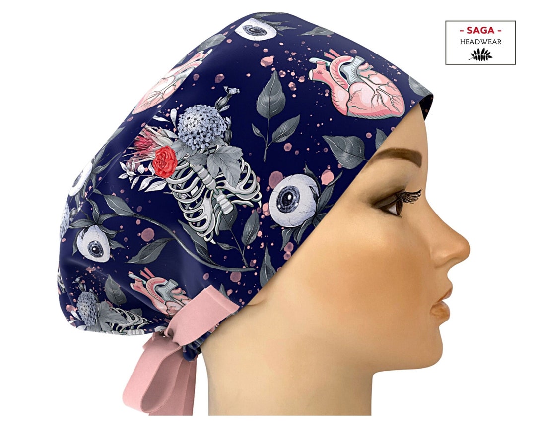 Skeleton Surgery Scrub Caps for Women, Anatomy Surgical Cap, Nurse Cap