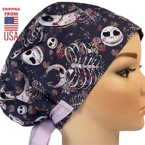 Gothic ribs scrub caps for women, Surgery hat, Nurse bonnet