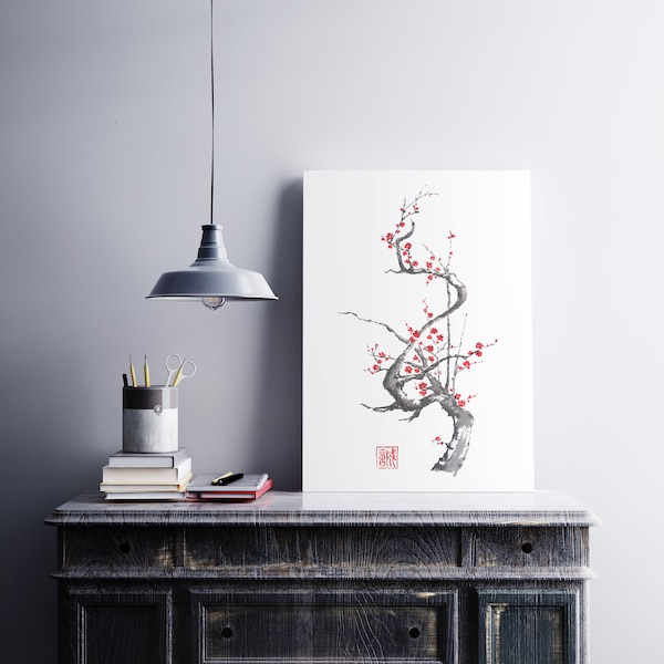 Plum blossom sumi-e painting