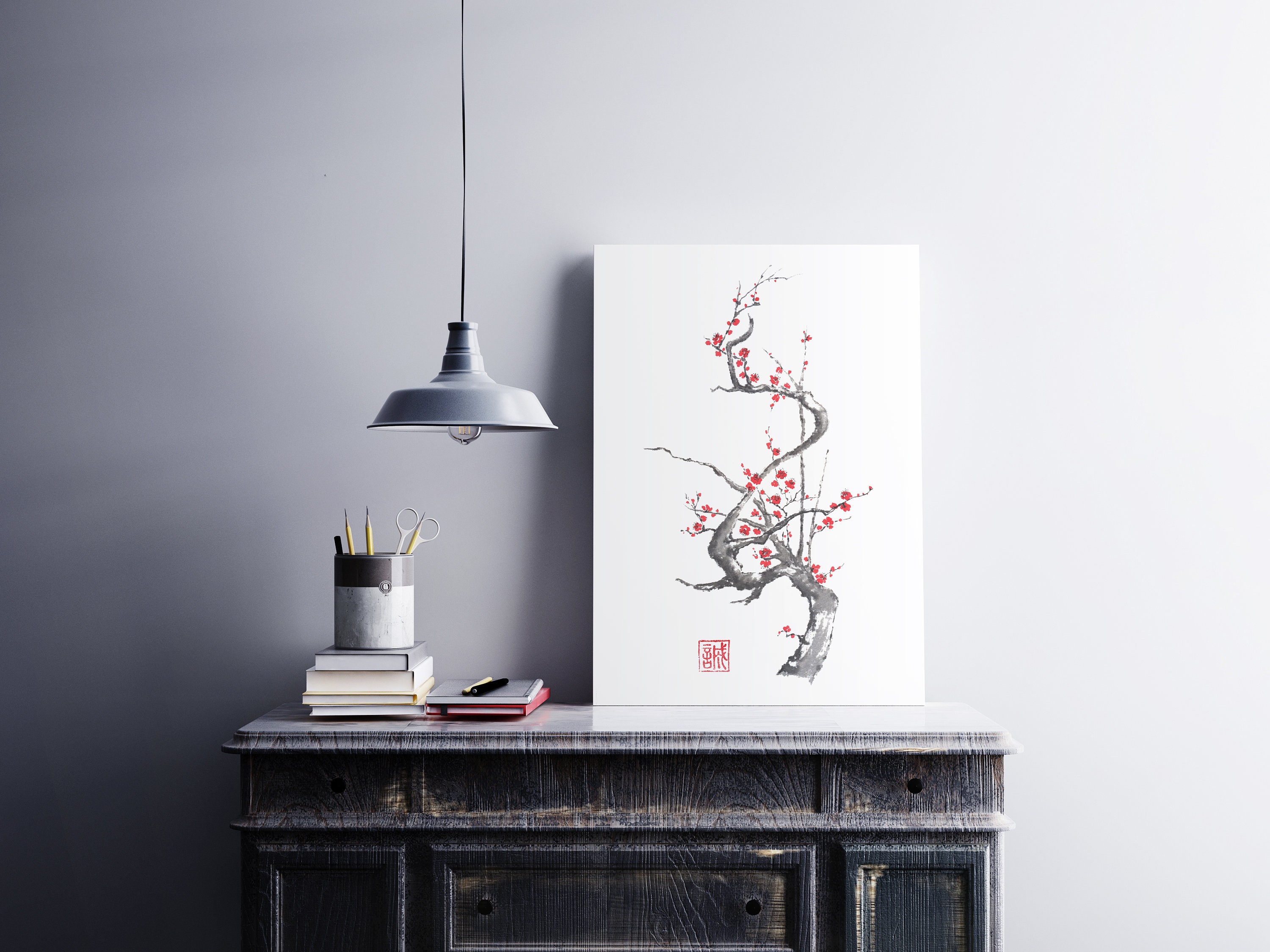 梅の花墨絵 - Etsy 日本