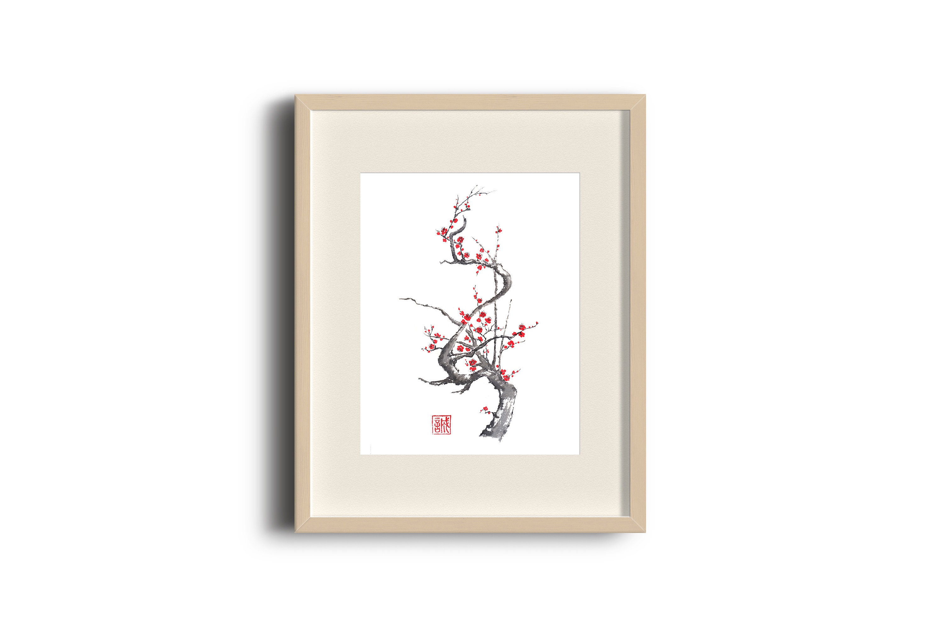 梅の花墨絵 - Etsy 日本