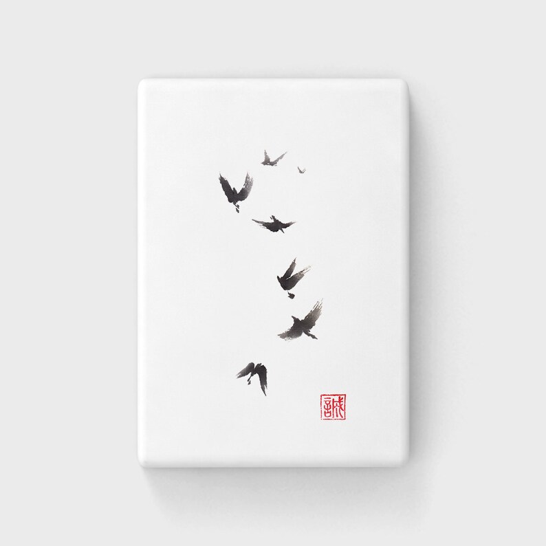 Black Pennant Sumie Painting Etsy