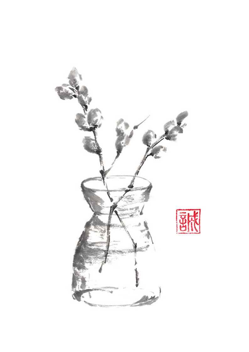 Silver Kittens Sumie Painting Etsy