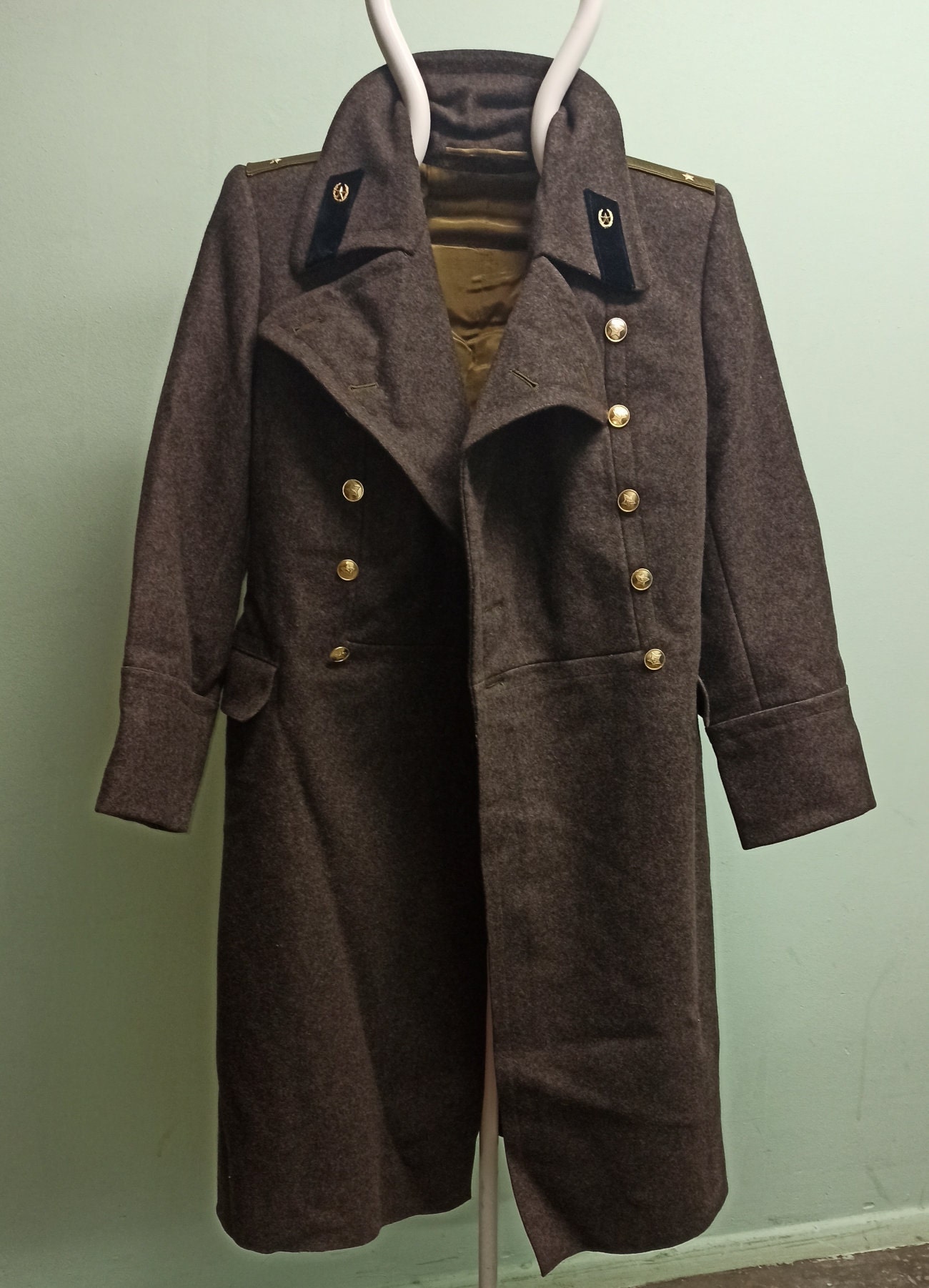 Military Jacket Russian USSR Officer Overcoat Winter Soviet Etsy