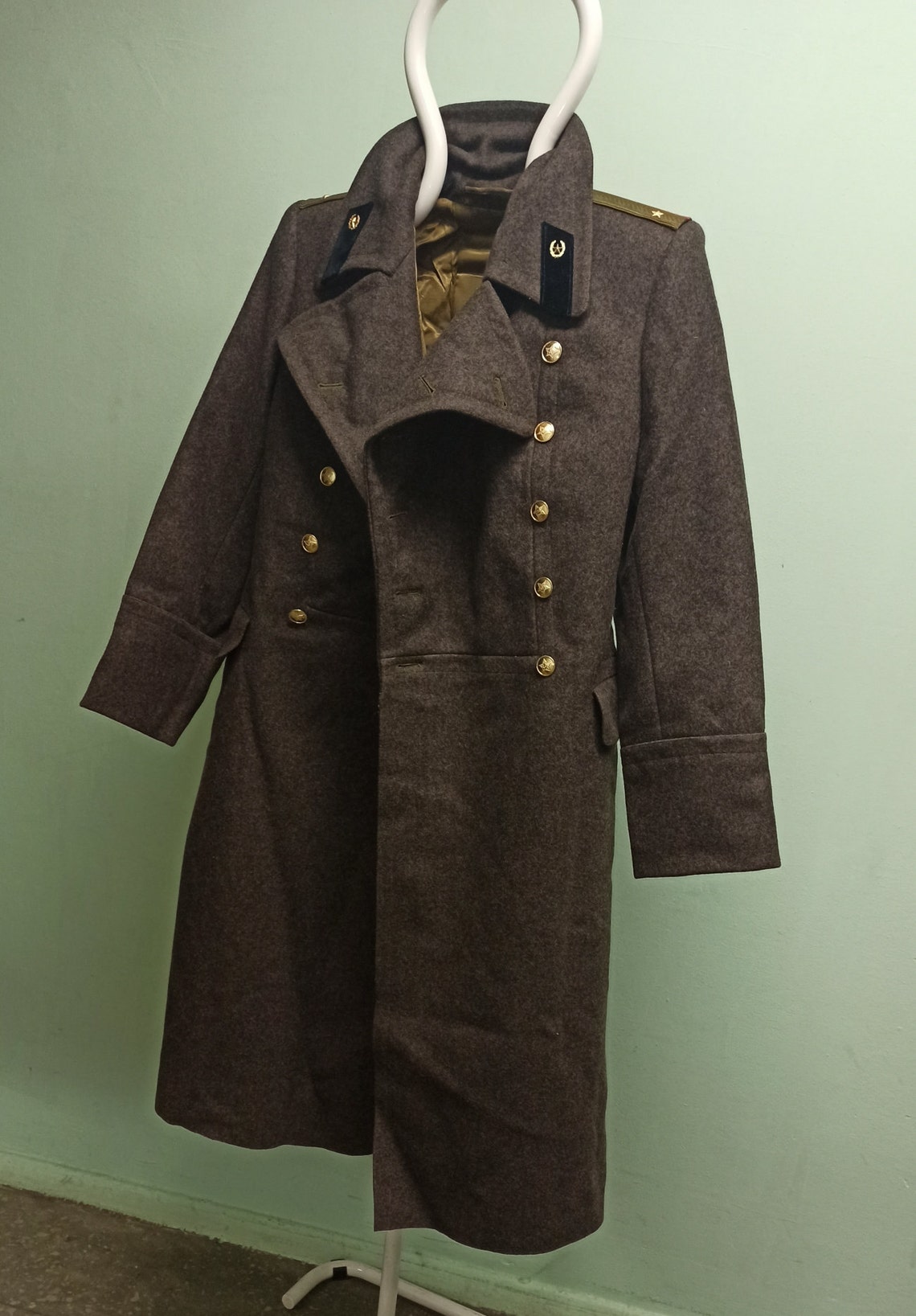 Military Jacket Russian USSR Officer Overcoat Winter Soviet Etsy