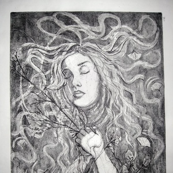 THE SIREN- 20 x 30 Acid Etched Copper Print