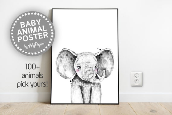 baby elephant nursery art