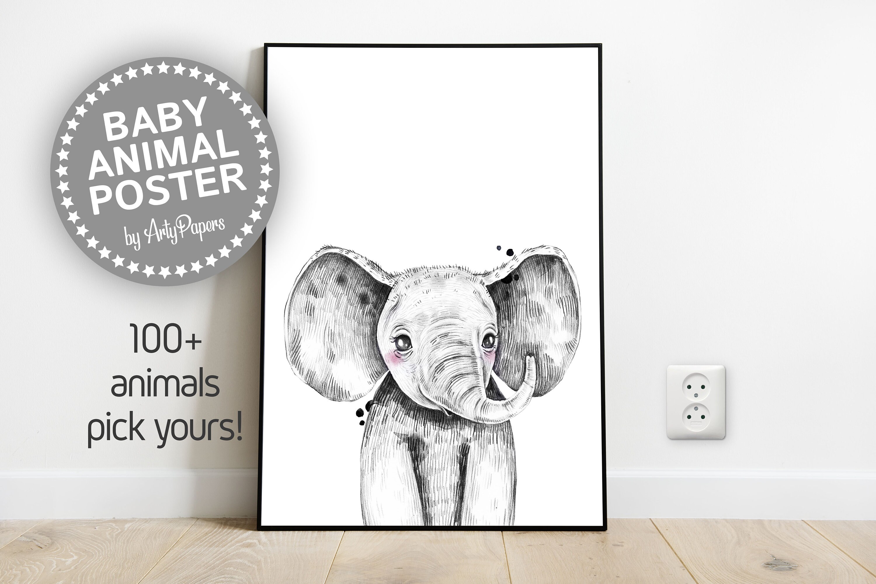 Baby Elephant Poster Elephant Decor Elephant Nursery Art Kids Etsy