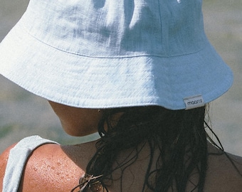 SOMBRERO DE LINO REVERSIBLE Elis | Sombrero de pescador de lino, sombrero de verano para el sol y el jardín, sombrero de playa Panamá de lino, sombrero unisex, tallas XS, S, M, L, accesorios de lino