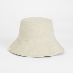 LINEN BUCKET HAT Alba in Sand Wide Brim Summer Linen Hat Sun Garden Hat Linen Panama Summer Flax Hat Women's Beach Hat Spring Picnic Hat image 6