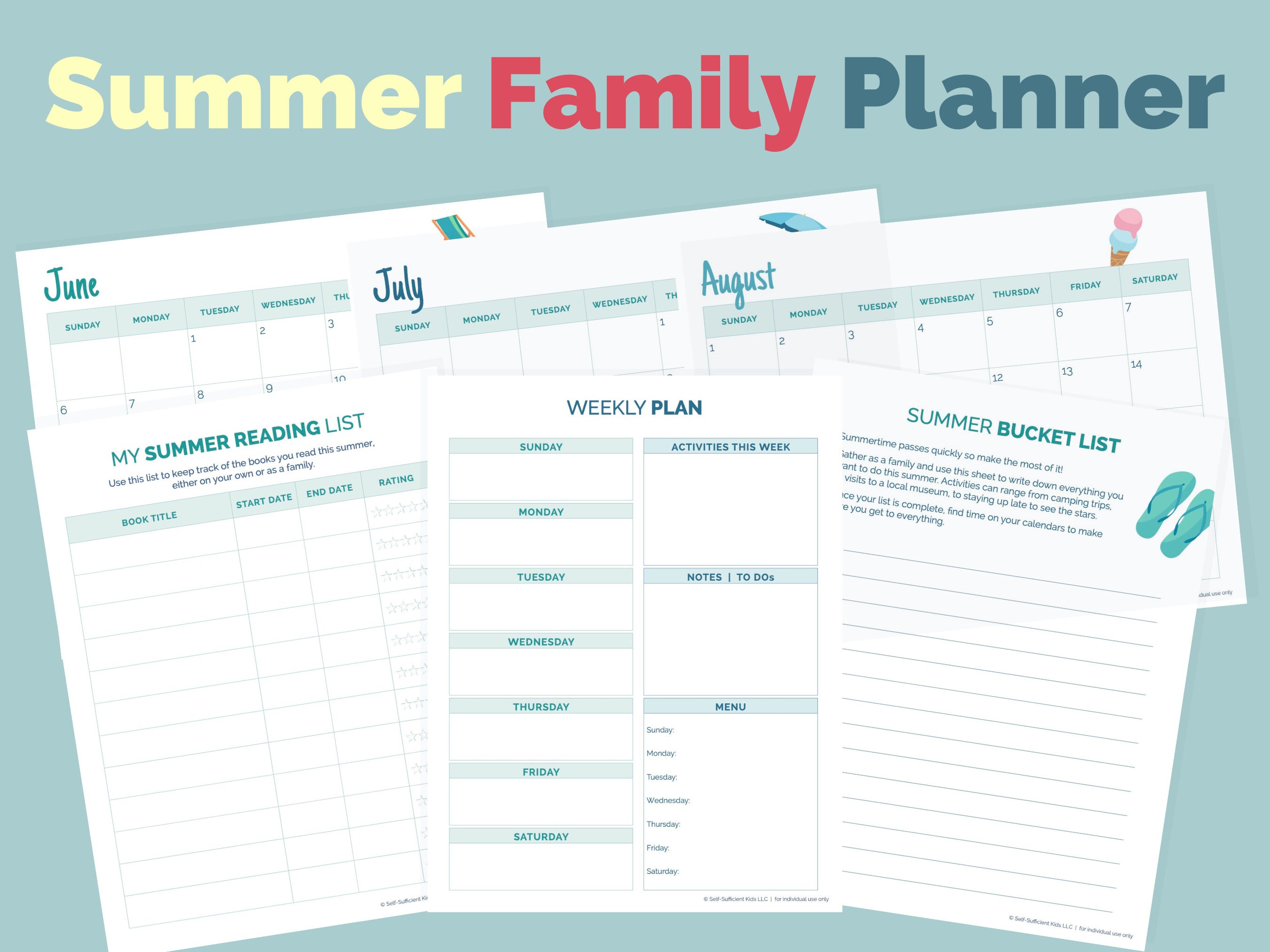 Summer Family Planner Printable Summer Schedule Summer | Etsy