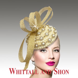 FA2731 Shonda fascinator GOLD PEARL