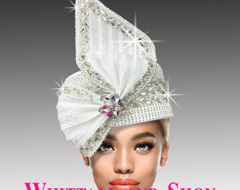 Turban Flapper Hat Cloche Lace Antique style Wrap Daytime Wedding 20s Church Asymmetrical Cloche Flapper Hat Lace Antique Style Wrap  main image 2