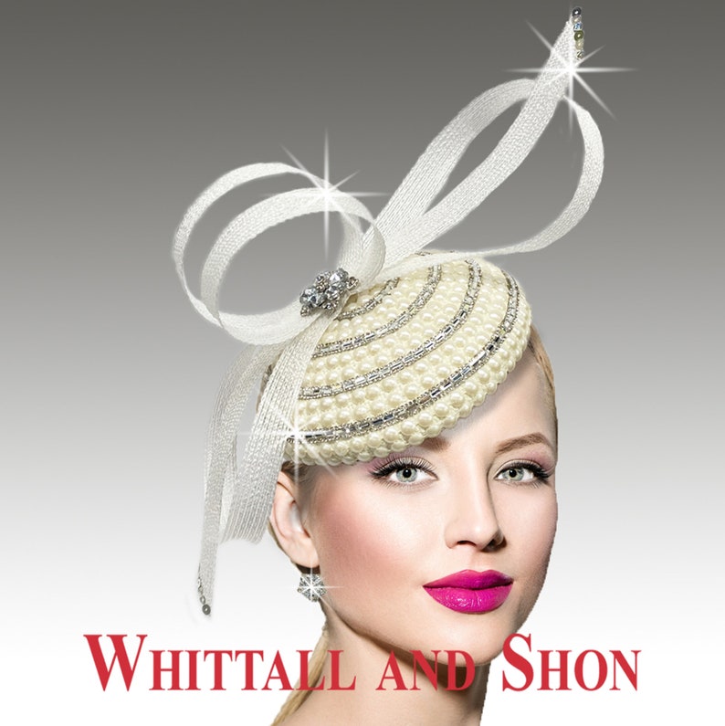 FA2731 Shonda fascinator WHITE PEARL