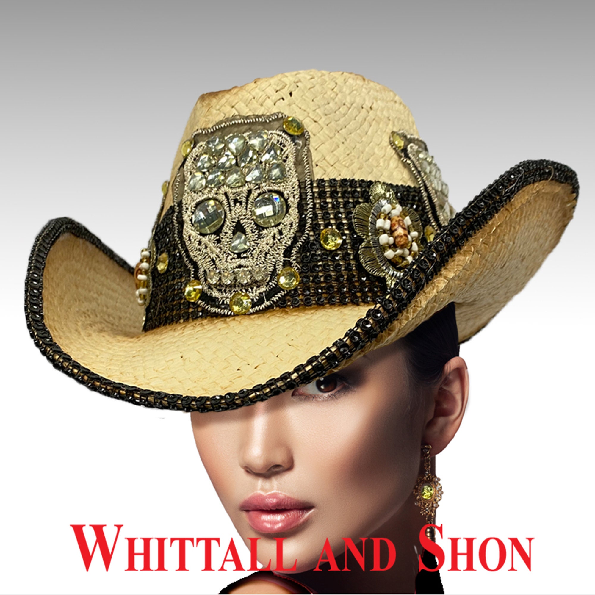 Rowan-sparkling Skull Cowboy Hat - Etsy