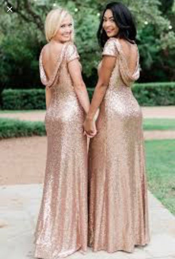 etsy rose gold bridesmaid dresses