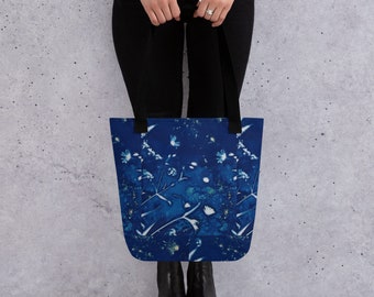 Shoulder Bag, Original Artwork, Blue Tote Bag, Custom Made Bag, Shopping Bag, Forest of Dean, Sports Bag, Yoga Accessory