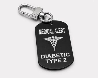 Customizable Medical Alert Keychain: Engraved Aluminum Emergency Tag