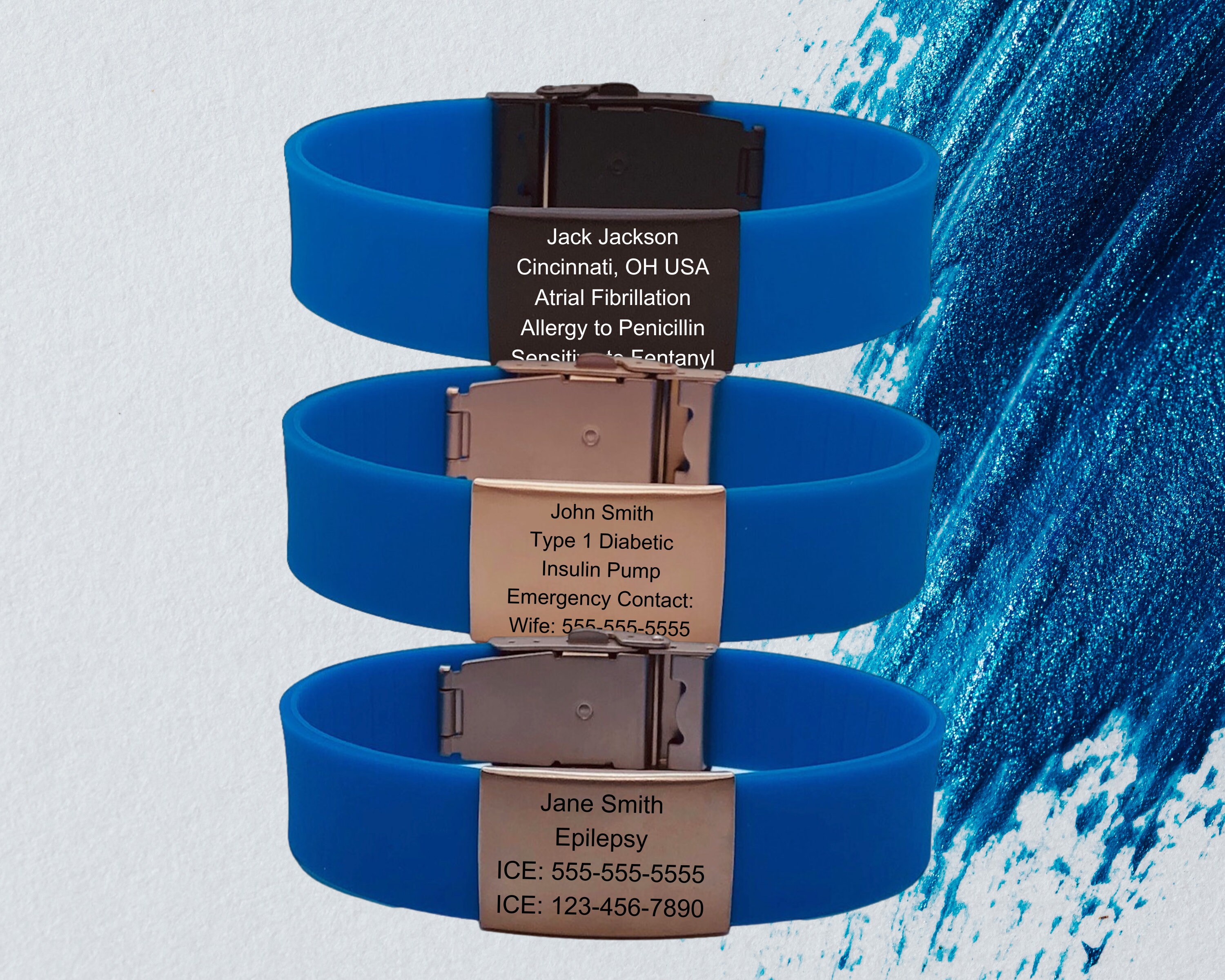 Bracciale Emergenza Allergie Braccialetto Medico Di Allerta INBLUE Acciaio Inossidabile Con Incisione 1121605 - Foto 7