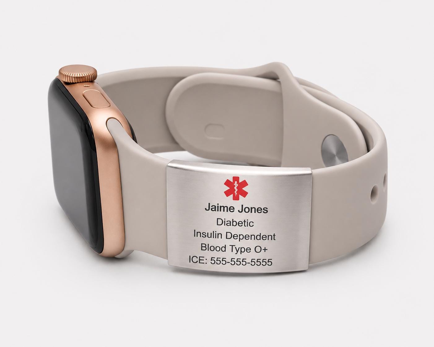 Custom Engraved Apple Watch ID Tag - Stainless Steel Medical Alert Band (38-45mm)