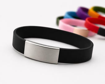 Personalized Medical Alert Wristband: Engraved Silicone Bracelet, Adult Size